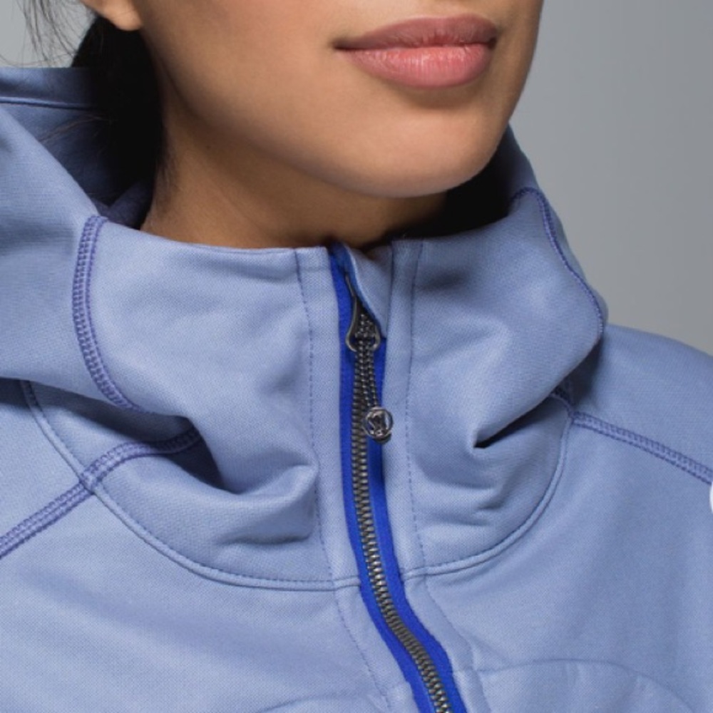 Lululemon On The Daily Hooded PU Coated Heathered Denim Harbor Blue Size 10 - Picture 15 of 16